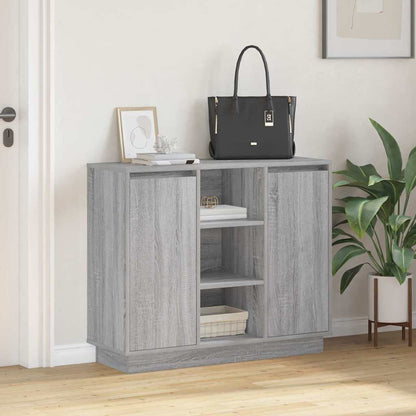 vidaXL LED-Sideboard Graues Sonoma 90 x 32 x 75 cm Holzwerkstoff