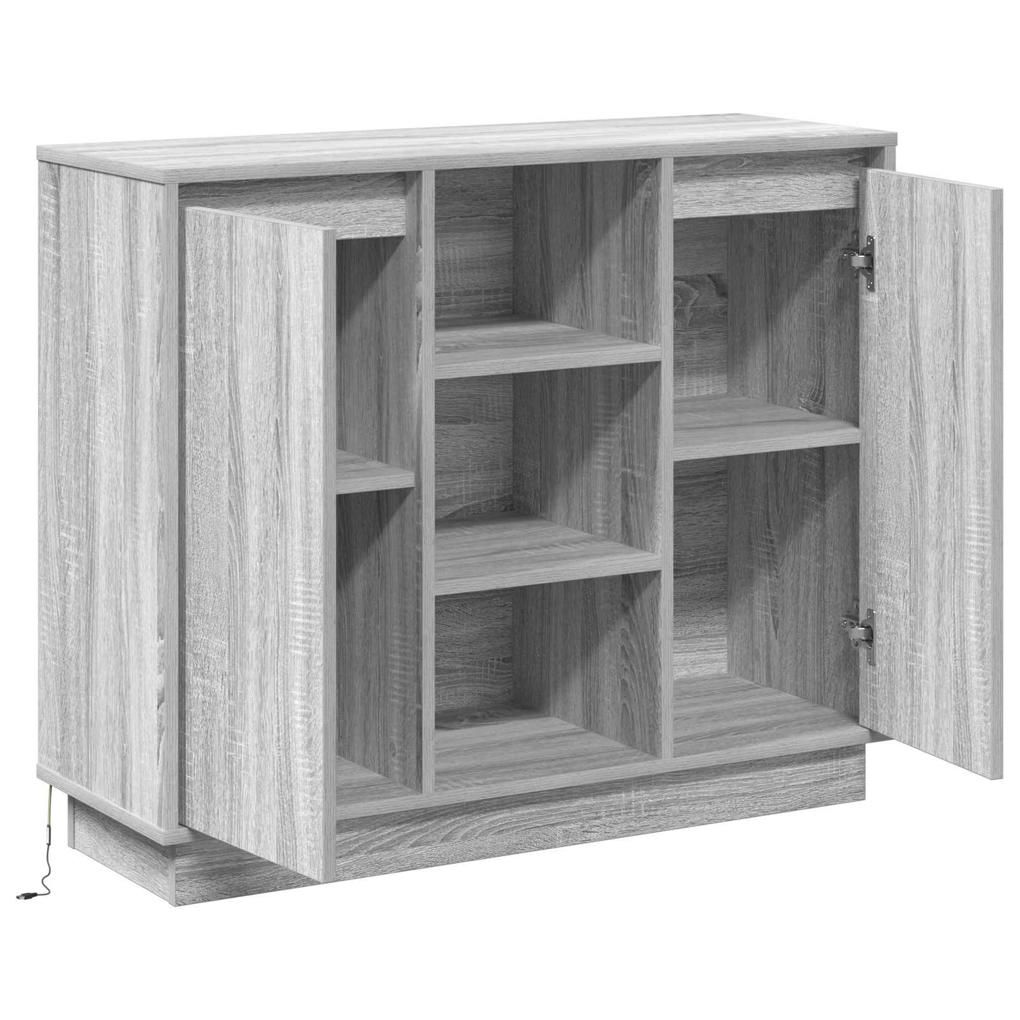 vidaXL LED-Sideboard Graues Sonoma 90 x 32 x 75 cm Holzwerkstoff