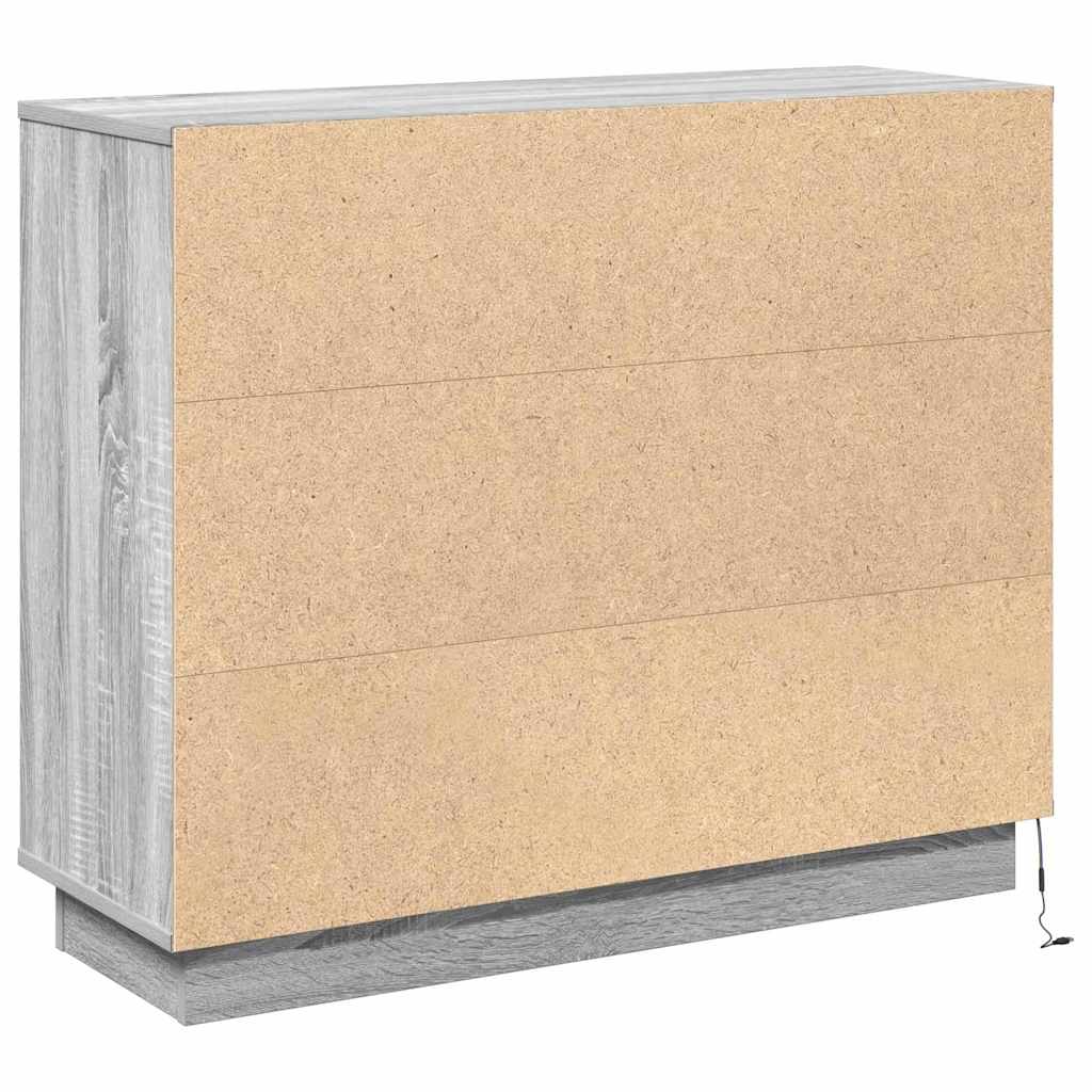 vidaXL LED-Sideboard Graues Sonoma 90 x 32 x 75 cm Holzwerkstoff