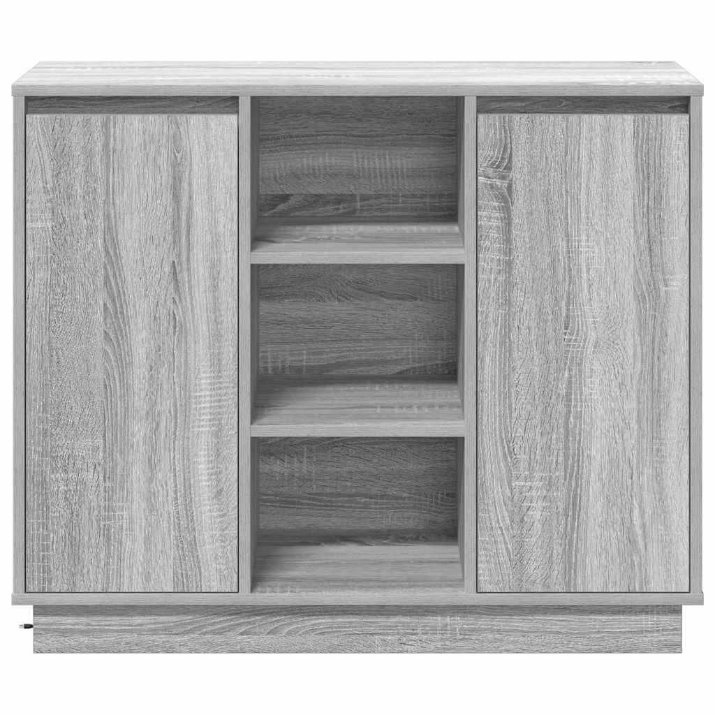vidaXL LED-Sideboard Graues Sonoma 90 x 32 x 75 cm Holzwerkstoff