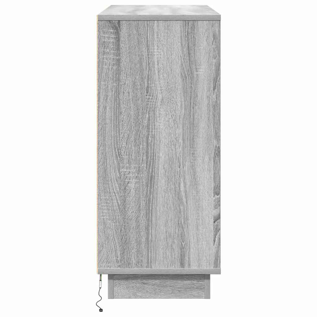 vidaXL LED-Sideboard Graues Sonoma 90 x 32 x 75 cm Holzwerkstoff