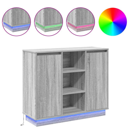 vidaXL LED-Sideboard Graues Sonoma 90 x 32 x 75 cm Holzwerkstoff