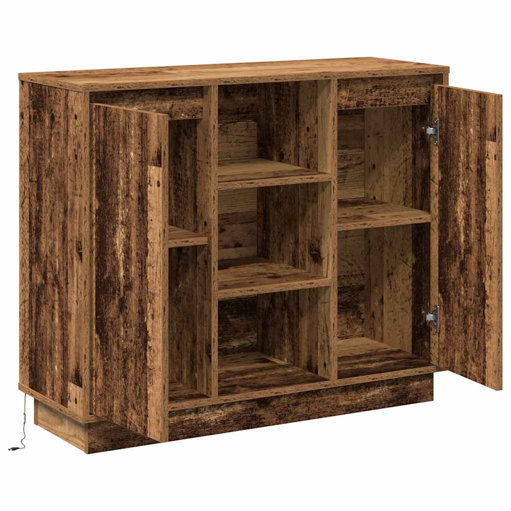 vidaXL LED-Sideboard Altholz 90 x 32 x 75 cm Holzwerkstoff