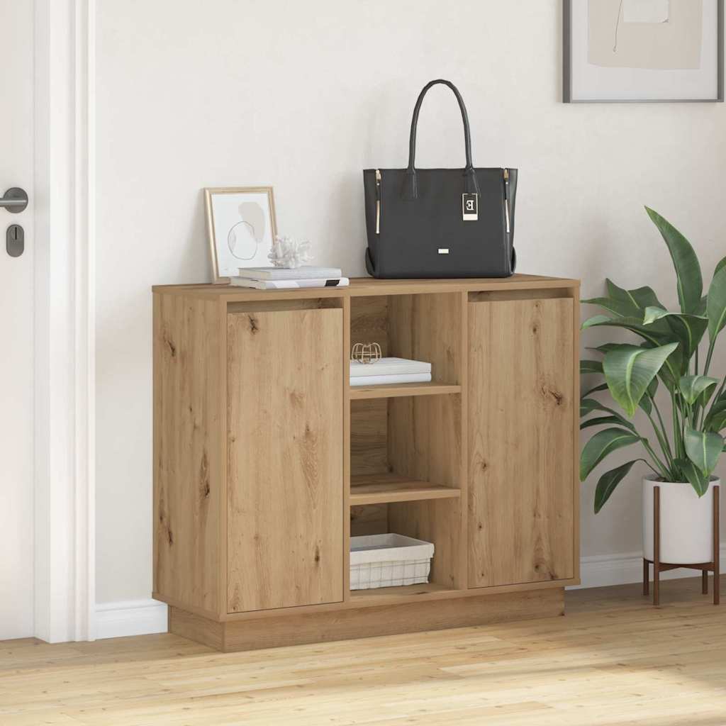 vidaXL LED-Sideboard Artisan-Eiche 90 x 32 x 75 cm Holzwerkstoff