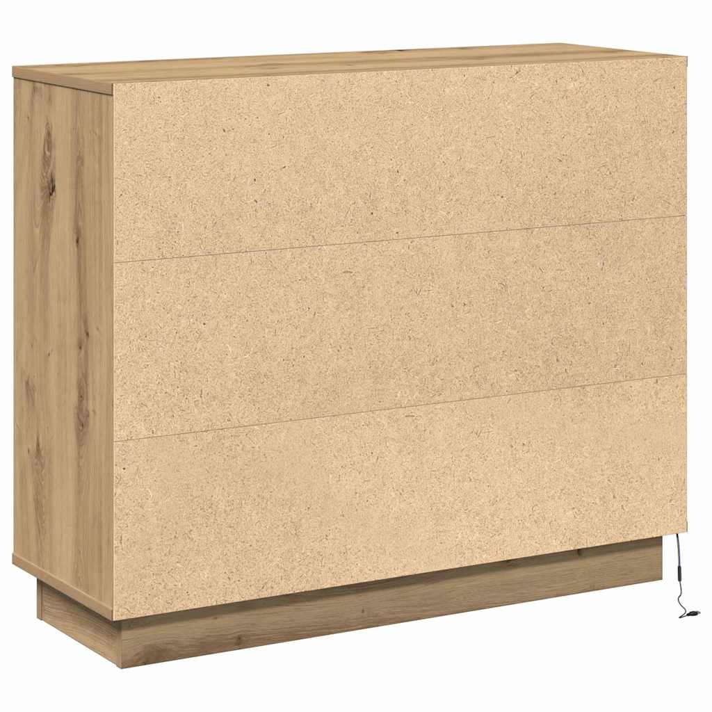 vidaXL LED-Sideboard Artisan-Eiche 90 x 32 x 75 cm Holzwerkstoff
