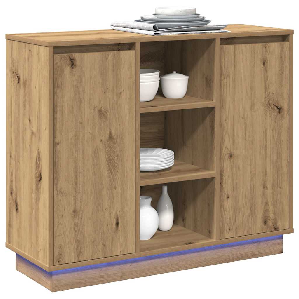 vidaXL LED-Sideboard Artisan-Eiche 90 x 32 x 75 cm Holzwerkstoff