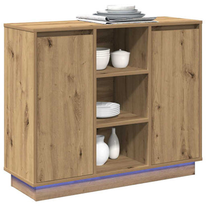 vidaXL LED-Sideboard Artisan-Eiche 90 x 32 x 75 cm Holzwerkstoff