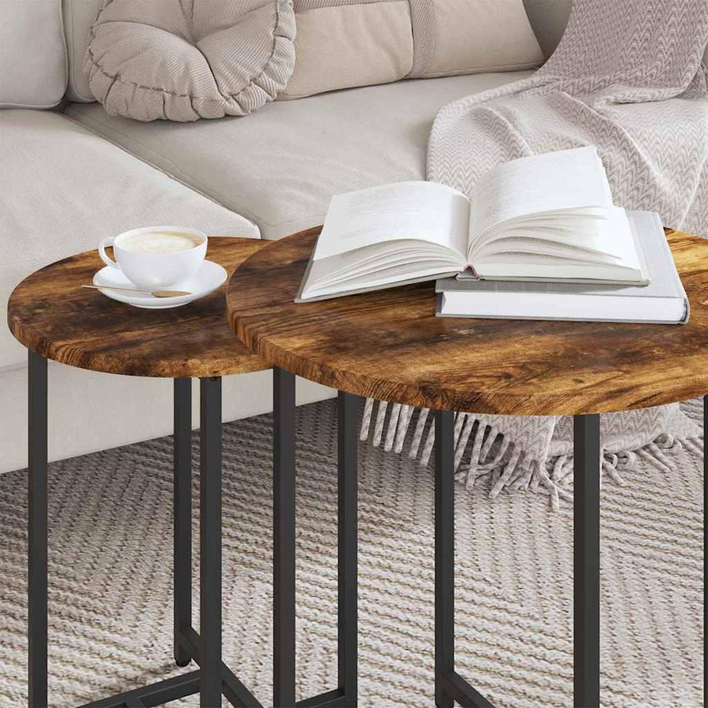 vidaXL Tables basses gigognes 2 pcs Chêne fumé et noir