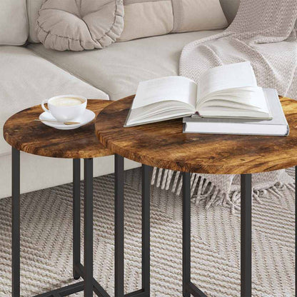 vidaXL Tables basses gigognes 2 pcs Chêne fumé et noir