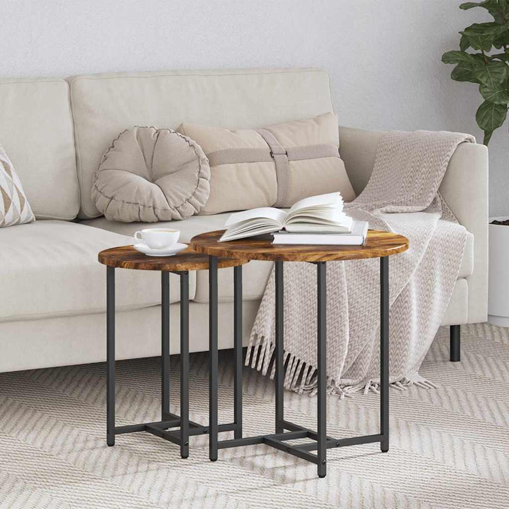 vidaXL Tables basses gigognes 2 pcs Chêne fumé et noir