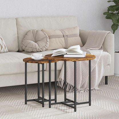 vidaXL Tables basses gigognes 2 pcs Chêne fumé et noir