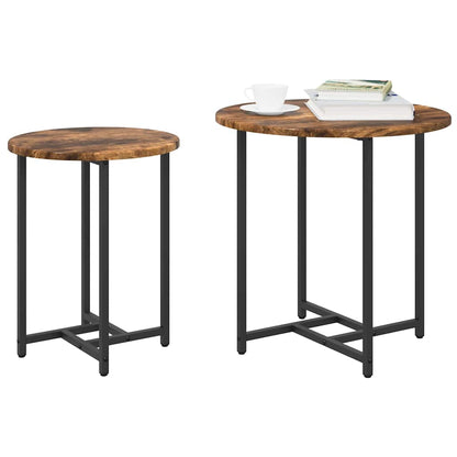 vidaXL Tables basses gigognes 2 pcs Chêne fumé et noir