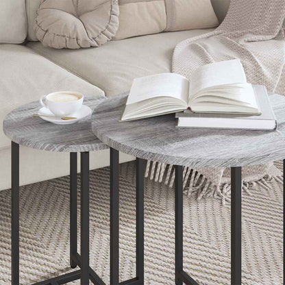 vidaXL Lot de 2 tables d'appoint gris sonoma et noir
