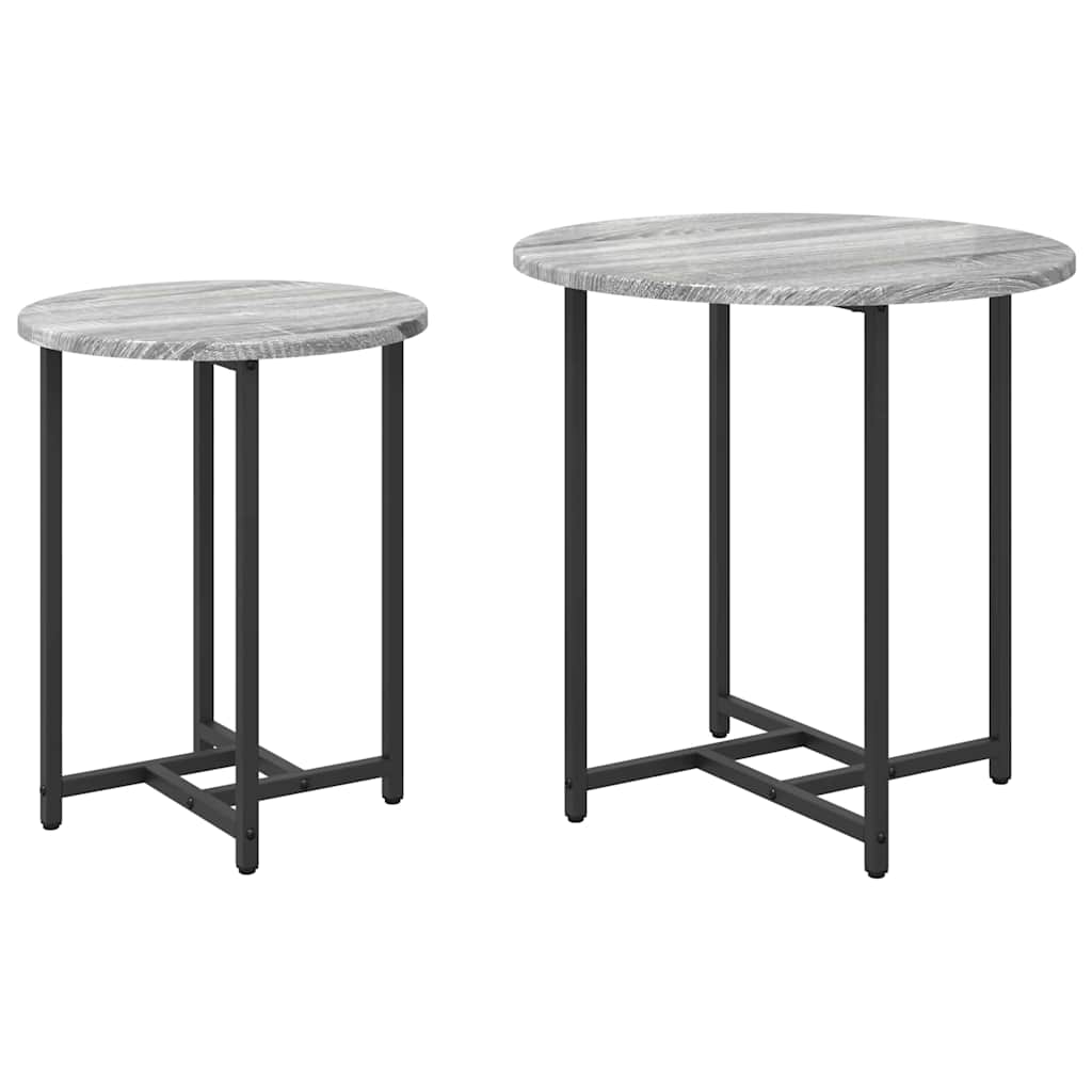 vidaXL Lot de 2 tables d'appoint gris sonoma et noir