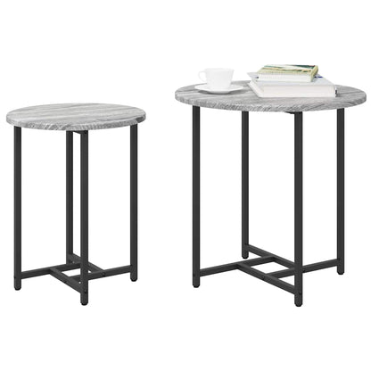 vidaXL Lot de 2 tables d'appoint gris sonoma et noir