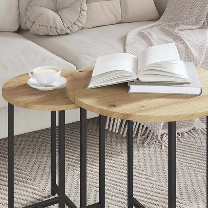 vidaXL Tables d'appoint 2 pcs Chêne artisan et Noir
