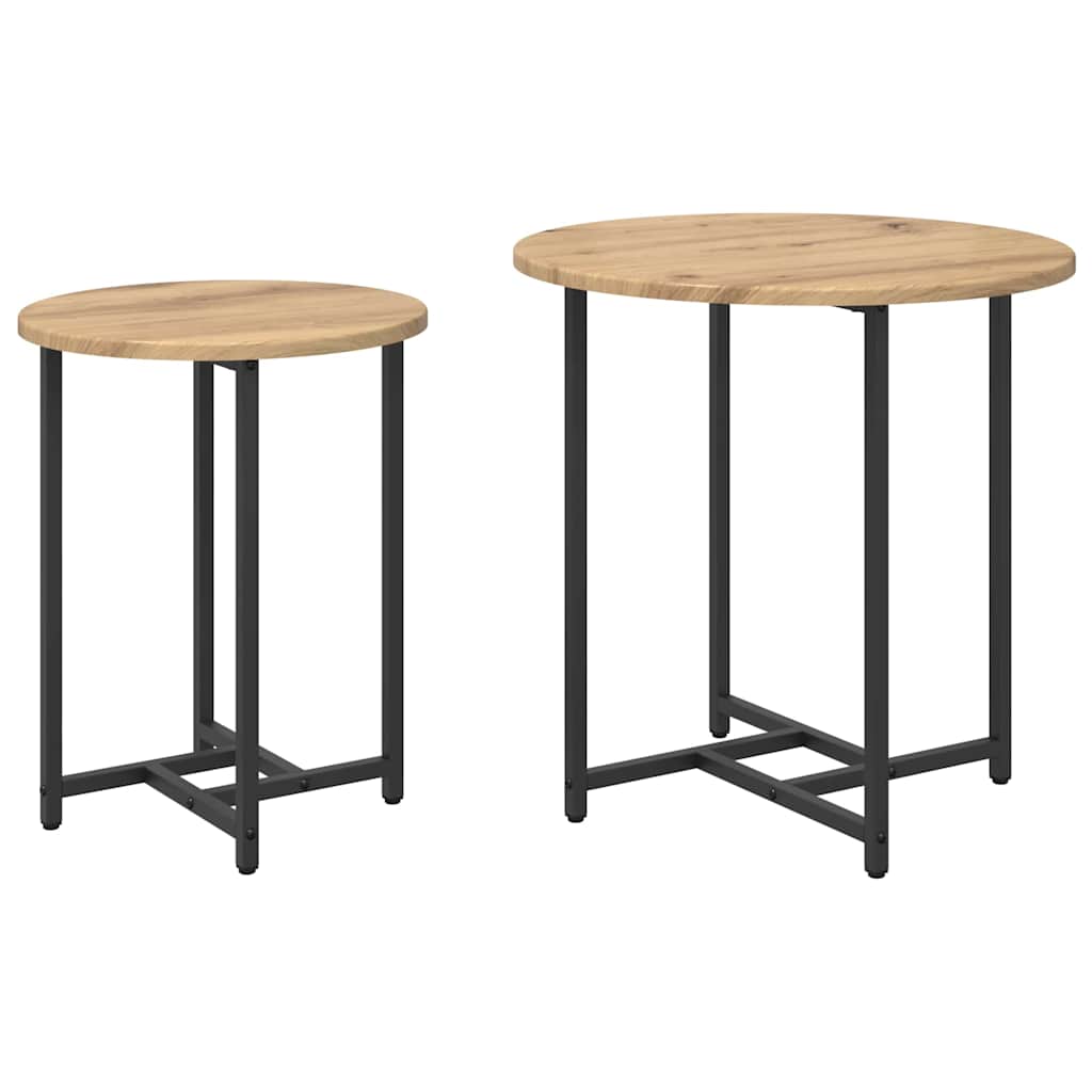 vidaXL Tables d'appoint 2 pcs Chêne artisan et Noir