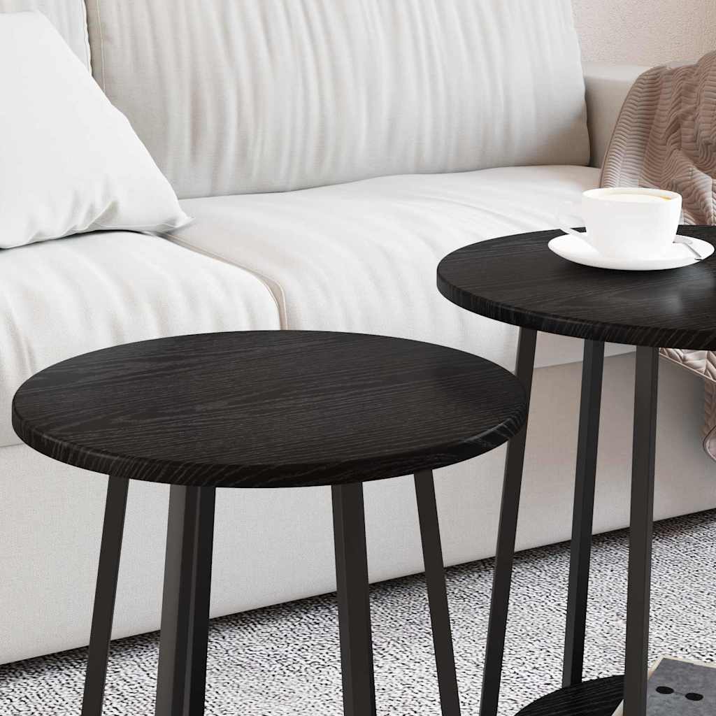 vidaXL Ensemble de tables d'appoint avec étagère 2 pcs Noir aspect chêne