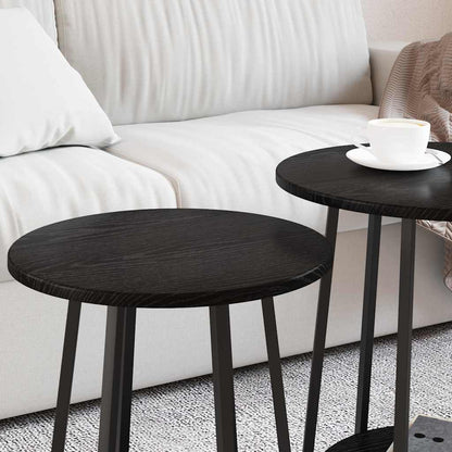 vidaXL Ensemble de tables d'appoint avec étagère 2 pcs Noir aspect chêne
