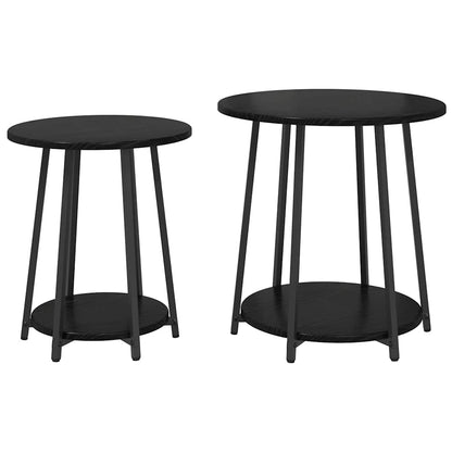vidaXL Ensemble de tables d'appoint avec étagère 2 pcs Noir aspect chêne