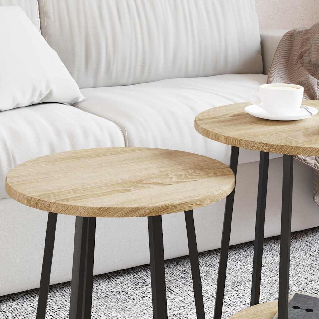 vidaXL Tables d'appoint avec étagère 2 pcs Chêne Sonoma et noir