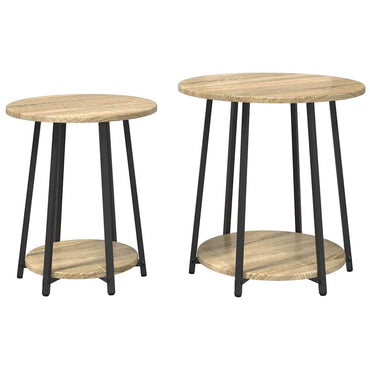 vidaXL Tables d'appoint avec étagère 2 pcs Chêne Sonoma et noir