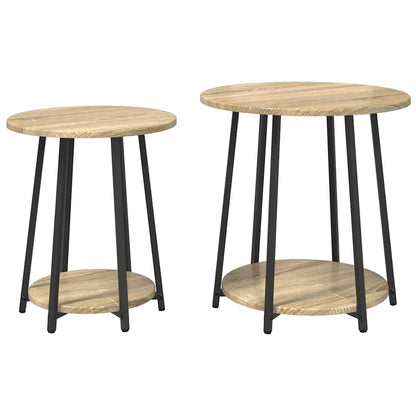 vidaXL Tables d'appoint avec étagère 2 pcs Chêne Sonoma et noir
