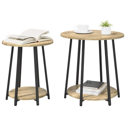 vidaXL Tables d'appoint avec étagère 2 pcs Chêne Sonoma et noir