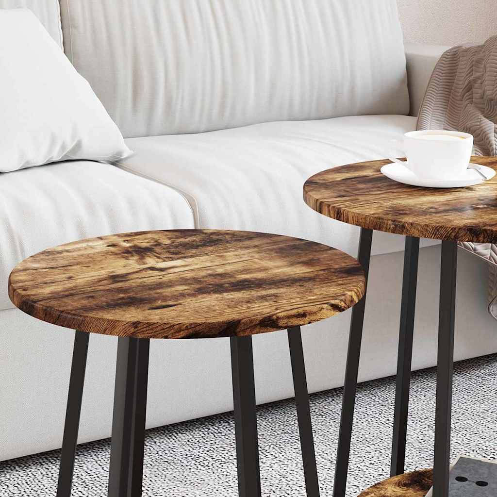 vidaXL Tables d'appoint avec étagère 2 pcs Chêne fumé et noir