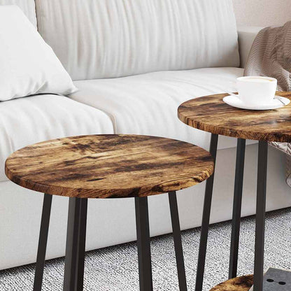 vidaXL Tables d'appoint avec étagère 2 pcs Chêne fumé et noir