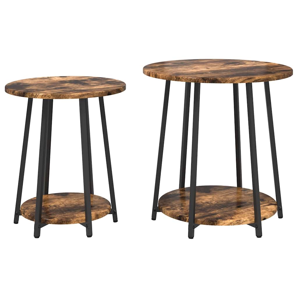 vidaXL Tables d'appoint avec étagère 2 pcs Chêne fumé et noir