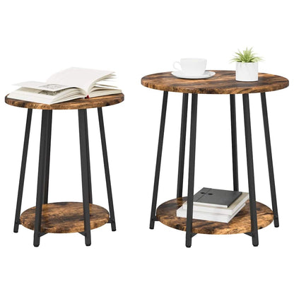vidaXL Tables d'appoint avec étagère 2 pcs Chêne fumé et noir