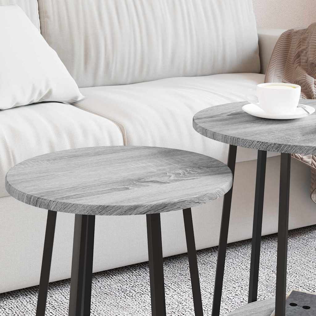 vidaXL Tables d'appoint avec étagère 2 pcs Gris Sonoma et Noir
