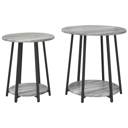 vidaXL Tables d'appoint avec étagère 2 pcs Gris Sonoma et Noir