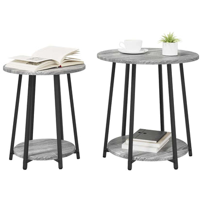 vidaXL Tables d'appoint avec étagère 2 pcs Gris Sonoma et Noir