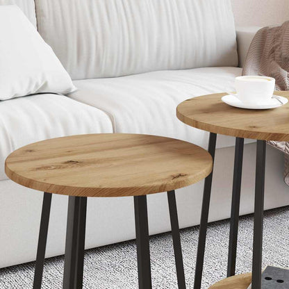 vidaXL Lot de 2 tables d'appoint avec étagère Chêne artisan et noir