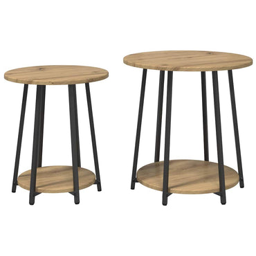 vidaXL Lot de 2 tables d'appoint avec étagère Chêne artisan et noir