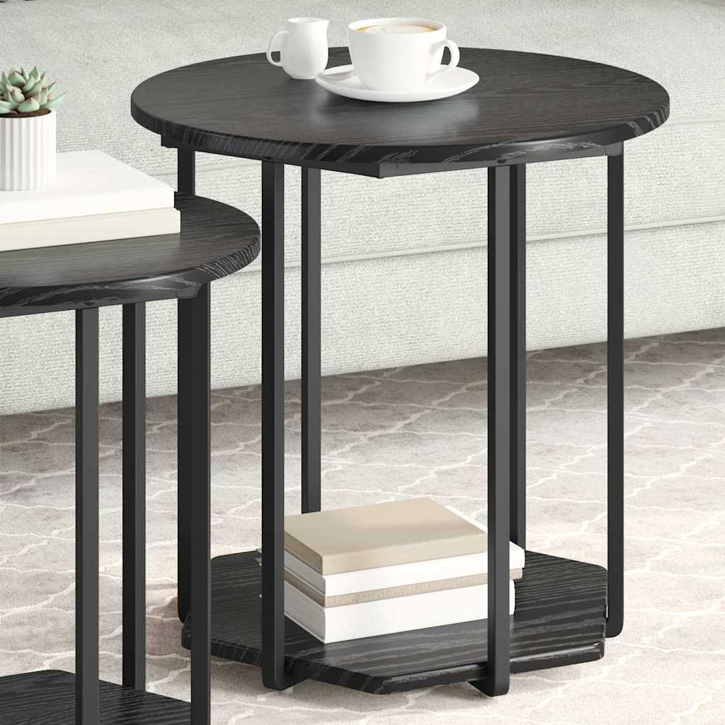 vidaXL Tables d'appoint avec étagère 2 pcs Noir Aspect Chêne