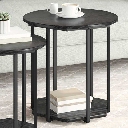 vidaXL Tables d'appoint avec étagère 2 pcs Noir Aspect Chêne