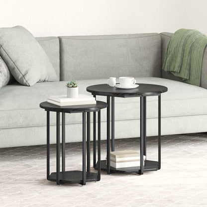vidaXL Tables d'appoint avec étagère 2 pcs Noir Aspect Chêne