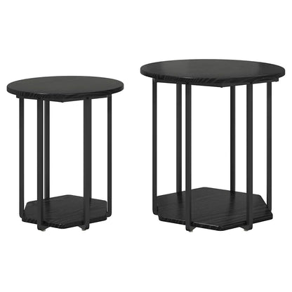 vidaXL Tables d'appoint avec étagère 2 pcs Noir Aspect Chêne