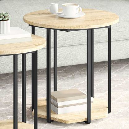 vidaXL Ensemble de tables d'appoint avec étagère 2 pcs Marron