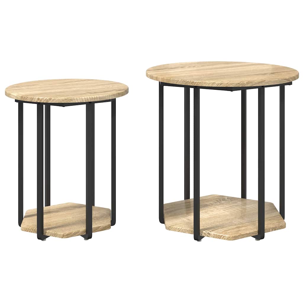 vidaXL Ensemble de tables d'appoint avec étagère 2 pcs Marron