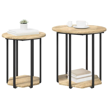 vidaXL Ensemble de tables d'appoint avec étagère 2 pcs Marron