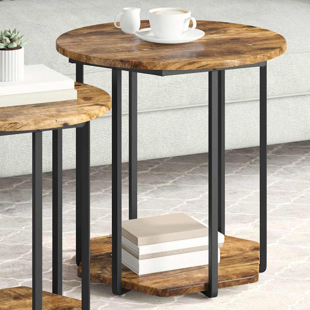 vidaXL Tables d'appoint avec étagère 2 pcs Marron