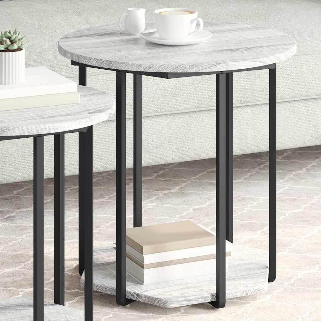vidaXL Tables d'appoint avec étagère 2 pcs Gris