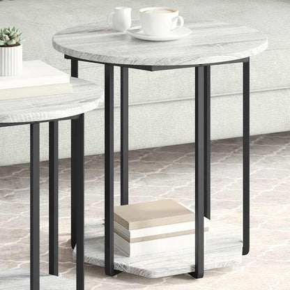 vidaXL Tables d'appoint avec étagère 2 pcs Gris