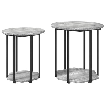 vidaXL Tables d'appoint avec étagère 2 pcs Gris