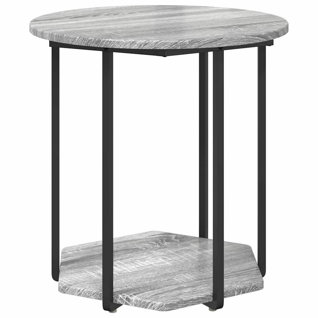 vidaXL Tables d'appoint avec étagère 2 pcs Gris