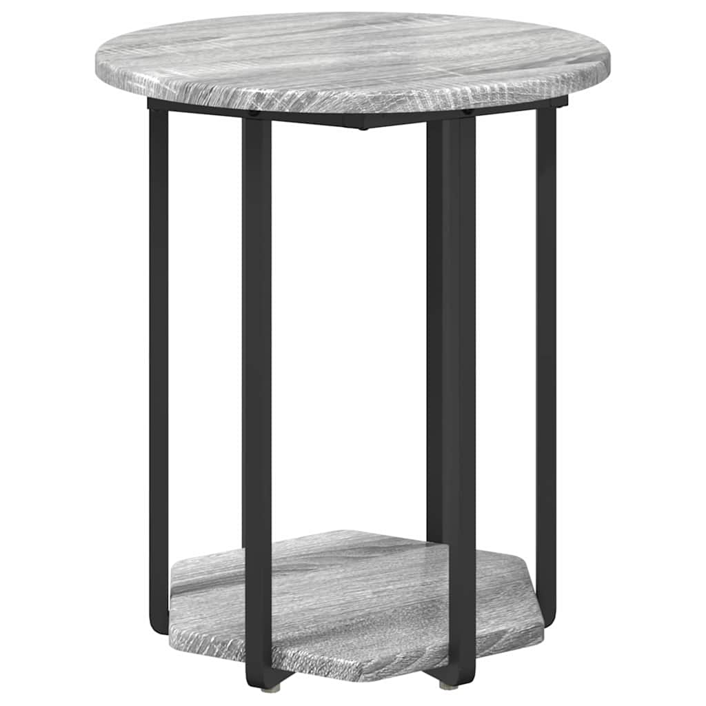 vidaXL Tables d'appoint avec étagère 2 pcs Gris